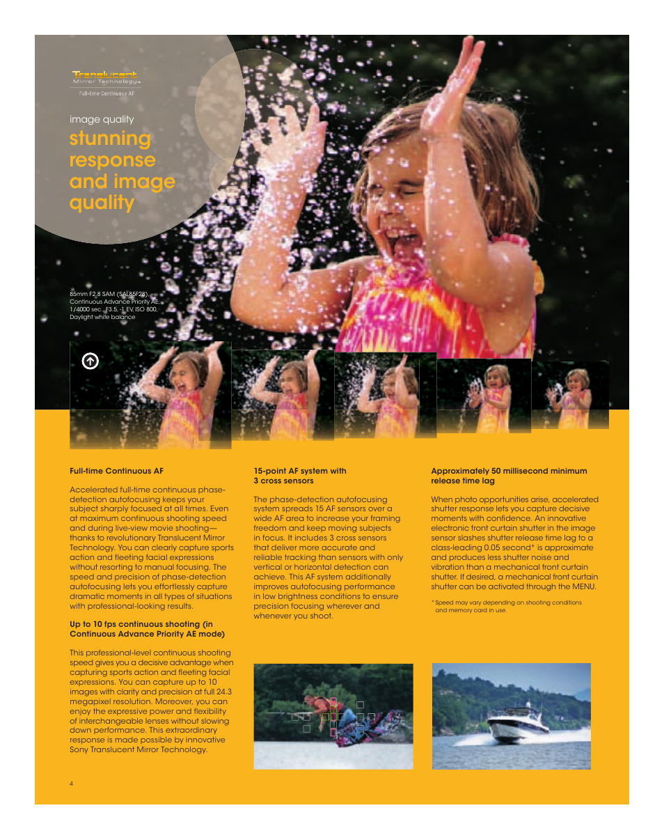 Stunning response and image quality | Sony SLT-A65VL User Manual | Page 4 / 20
