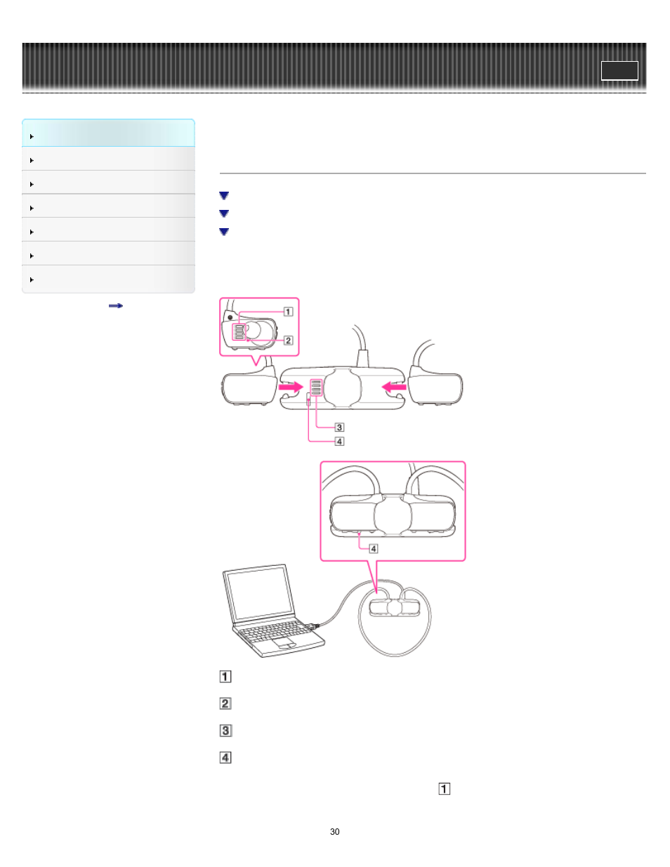 Charging the battery, Details, Walkman help guide | Sony NWZ-W274S User Manual | Page 30 / 101