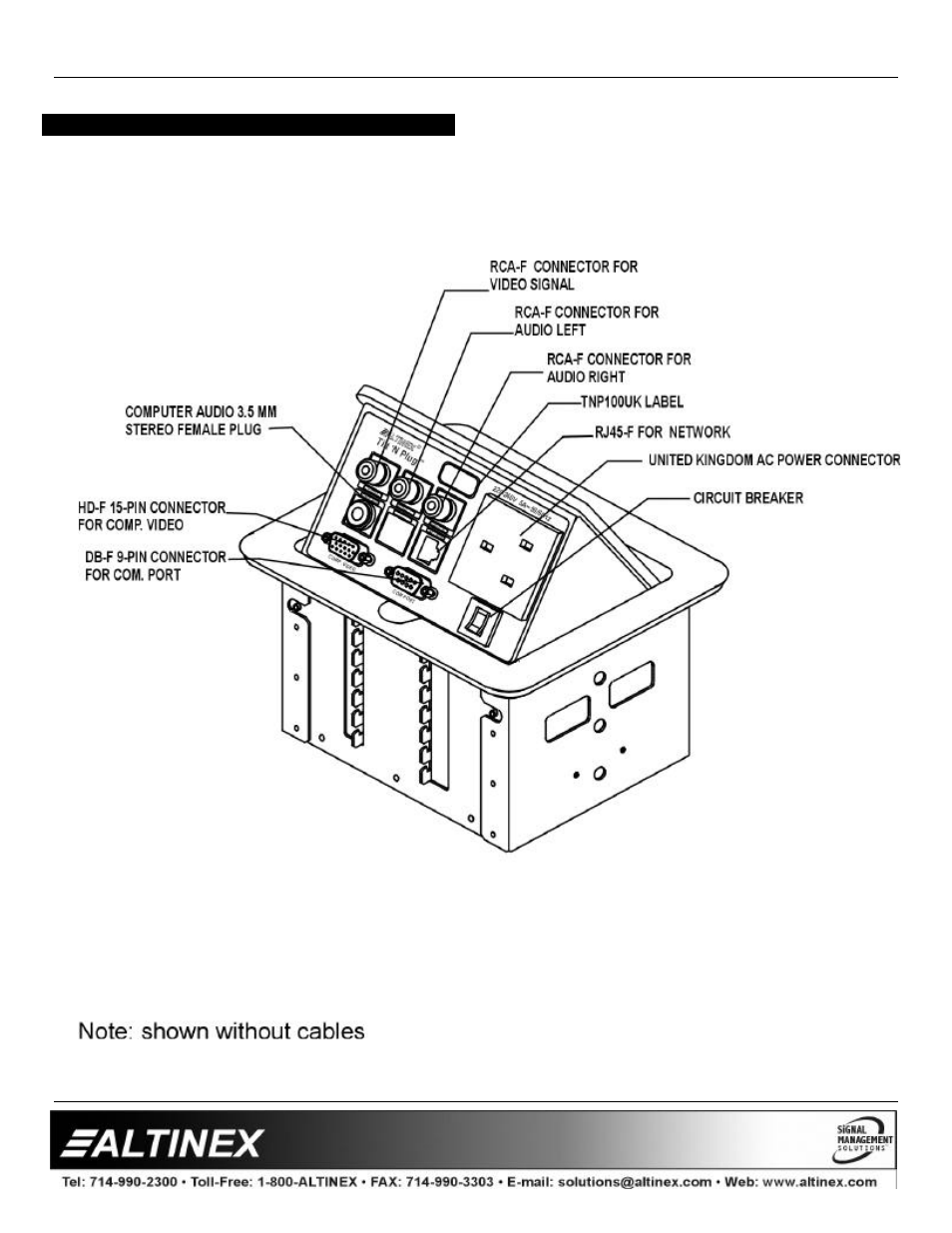 Accessories | Altinex Tilt `N Plug Interconnect Box TNP100UK User Manual | Page 6 / 13