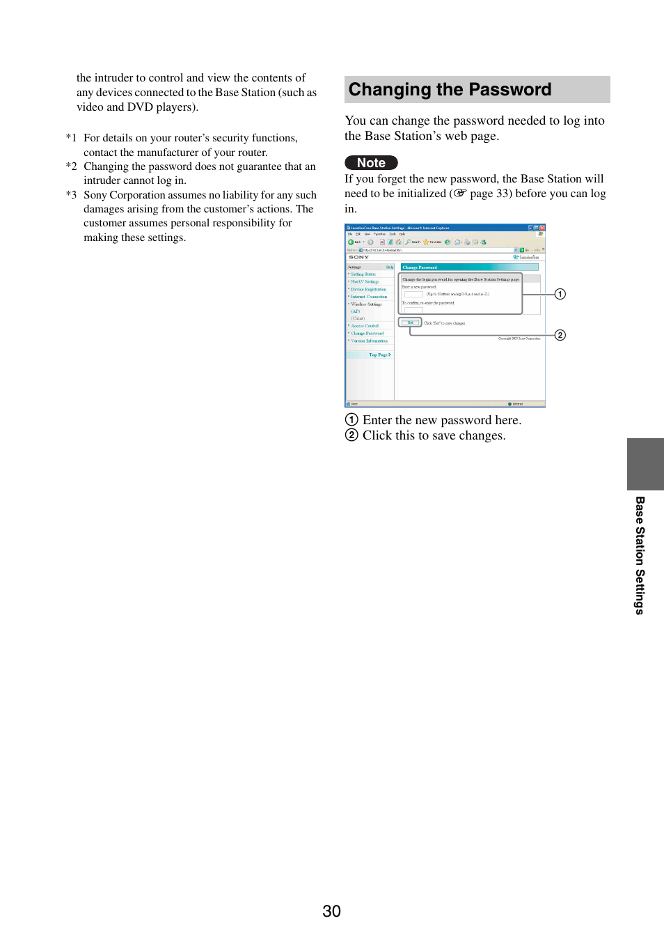 Changing the password | Sony LF-B10 User Manual | Page 30 / 73