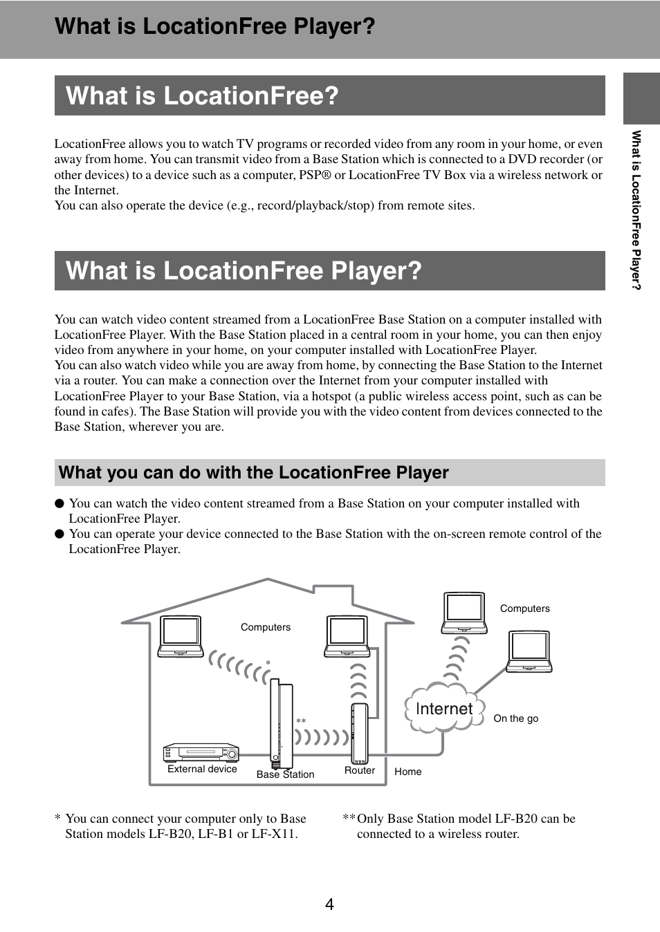 What is locationfree player, What is locationfree, What you can do with the locationfree player | What is locationfree? what is locationfree player | Sony LF-B10 User Manual | Page 44 / 73