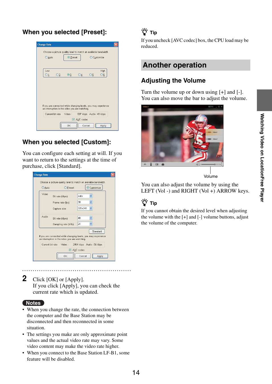 Another operation, Adjusting the volume | Sony LF-B10 User Manual | Page 54 / 73