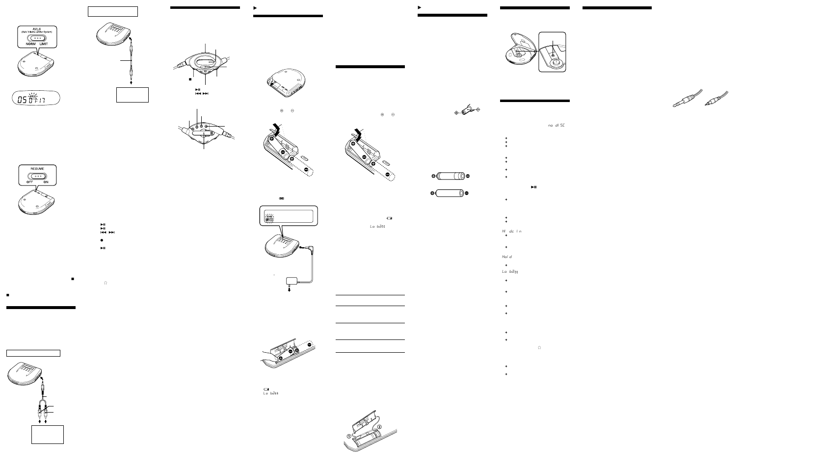 Connecting to other stereo equipment, Using the supplied remote control, Zpower sources using rechargeable batteries | Using dry batteries, Zadditional information precautions, Maintenance, Troubleshooting, Specifications | Sony D-E885 User Manual | Page 2 / 2