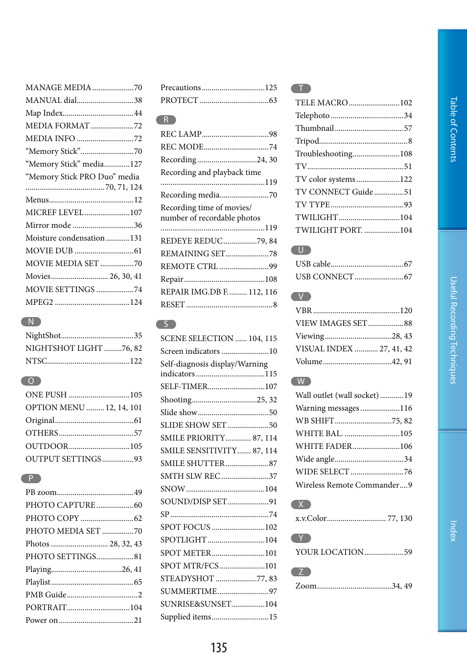 Sony HDR-XR520V User Manual | Page 135 / 136