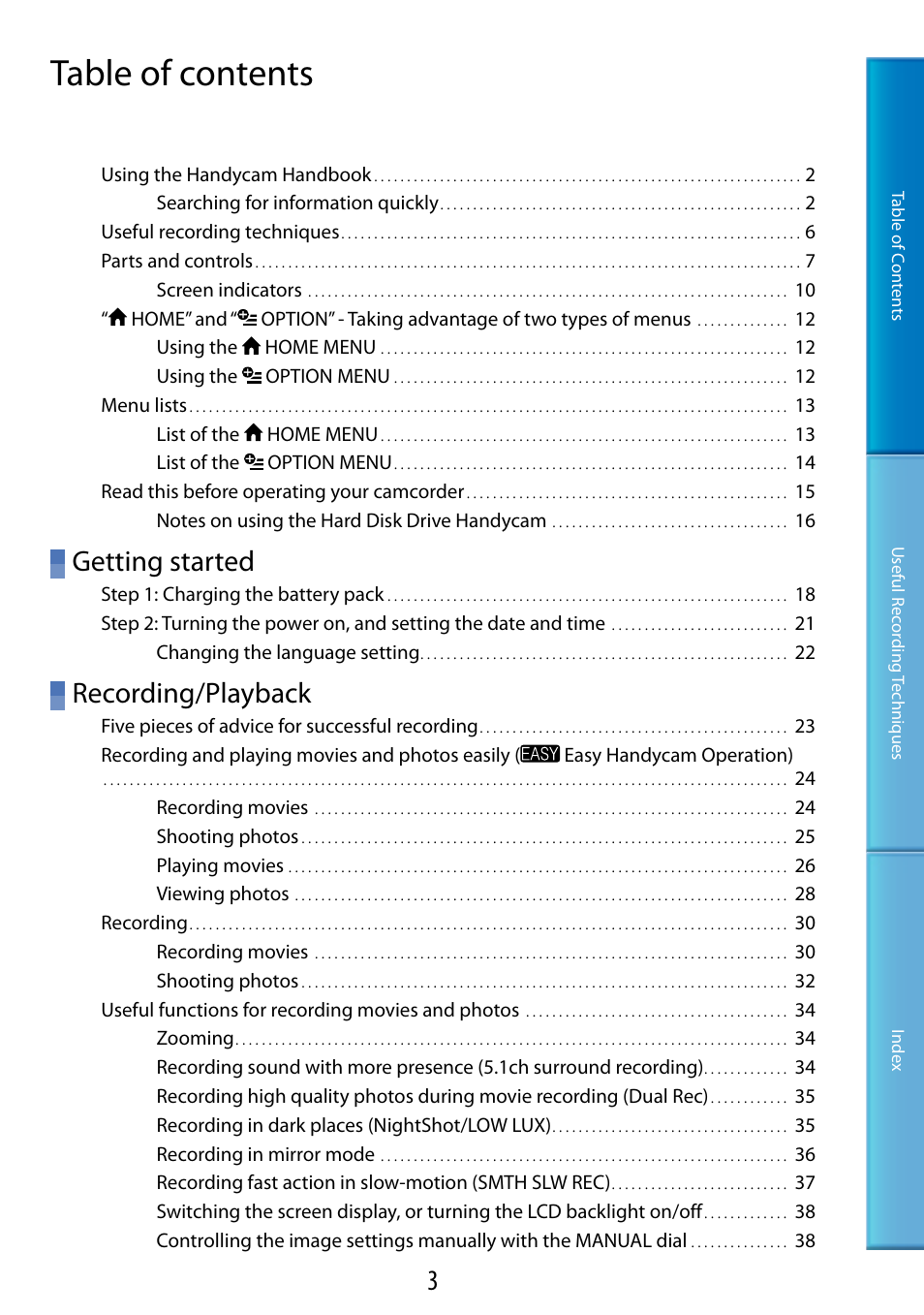 Sony HDR-XR520V User Manual | Page 3 / 136