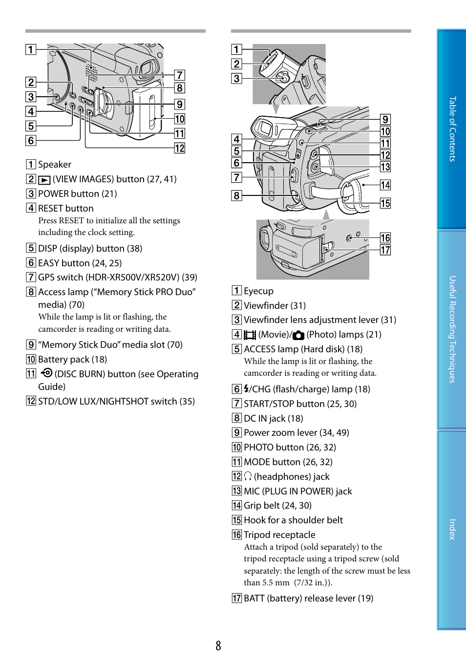 Sony HDR-XR520V User Manual | Page 8 / 136