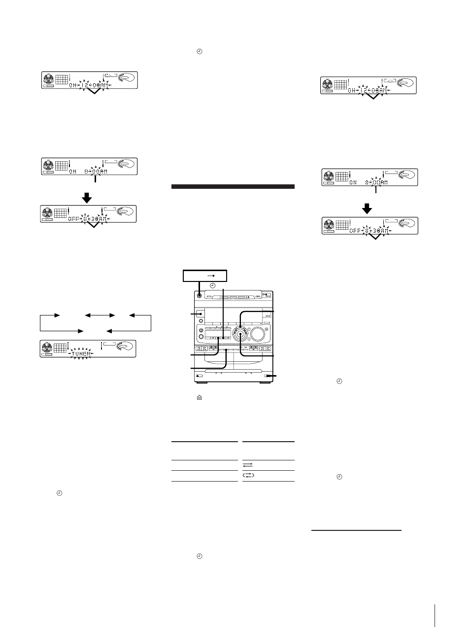 Timer-recording radio programs, Continue to next page, Chapter 6: additional features | Tune in a station you want to record, Press timer, Press t set, Flashing, Flashing tuner cd tape, Tselect | Sony MHC-771 User Manual | Page 24 / 32