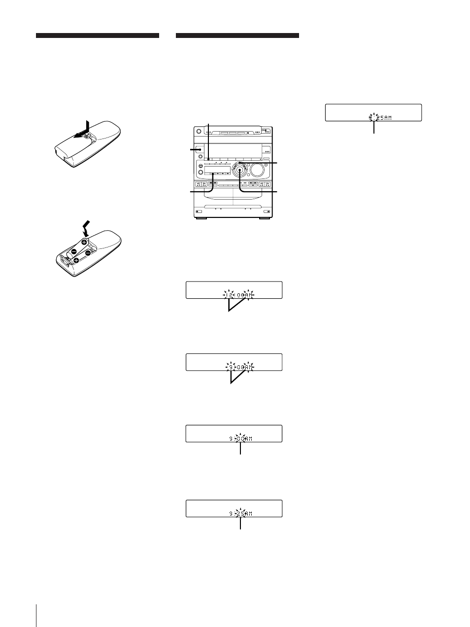 6setting the clock, Inserting the batteries | Sony MHC-771 User Manual | Page 7 / 32