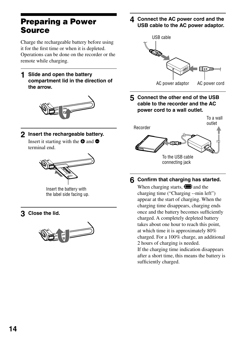 Preparing a power source | Sony MZ-RH1 User Manual | Page 14 / 88