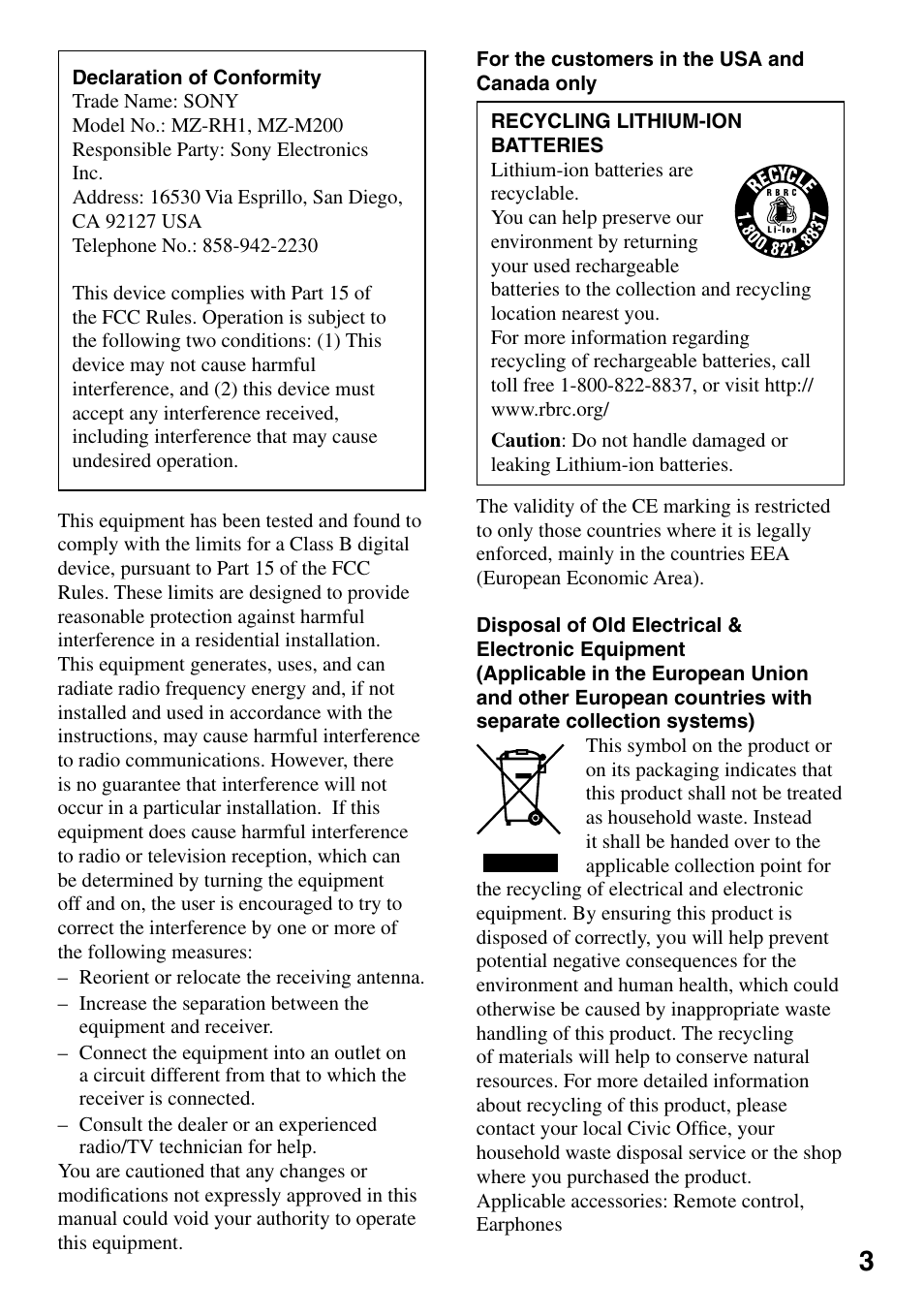 Sony MZ-RH1 User Manual | Page 3 / 88