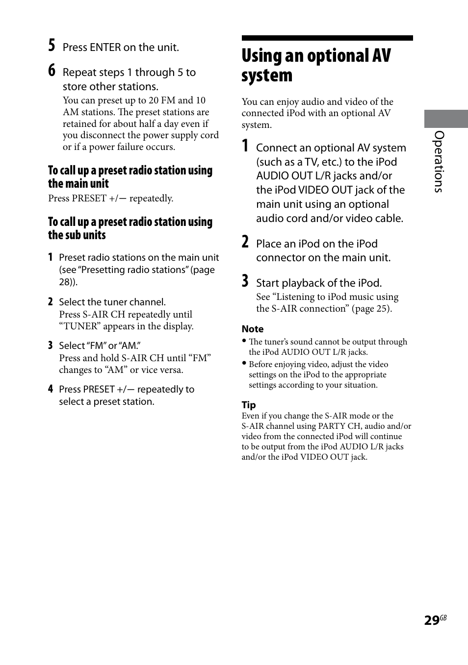 Using an optional av system, Using.an.optional.av.system | Sony AIR-SA20PK User Manual | Page 29 / 44