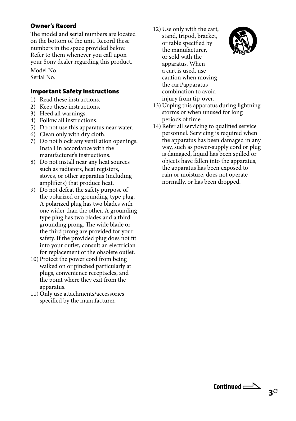 Continued | Sony AIR-SA20PK User Manual | Page 3 / 44