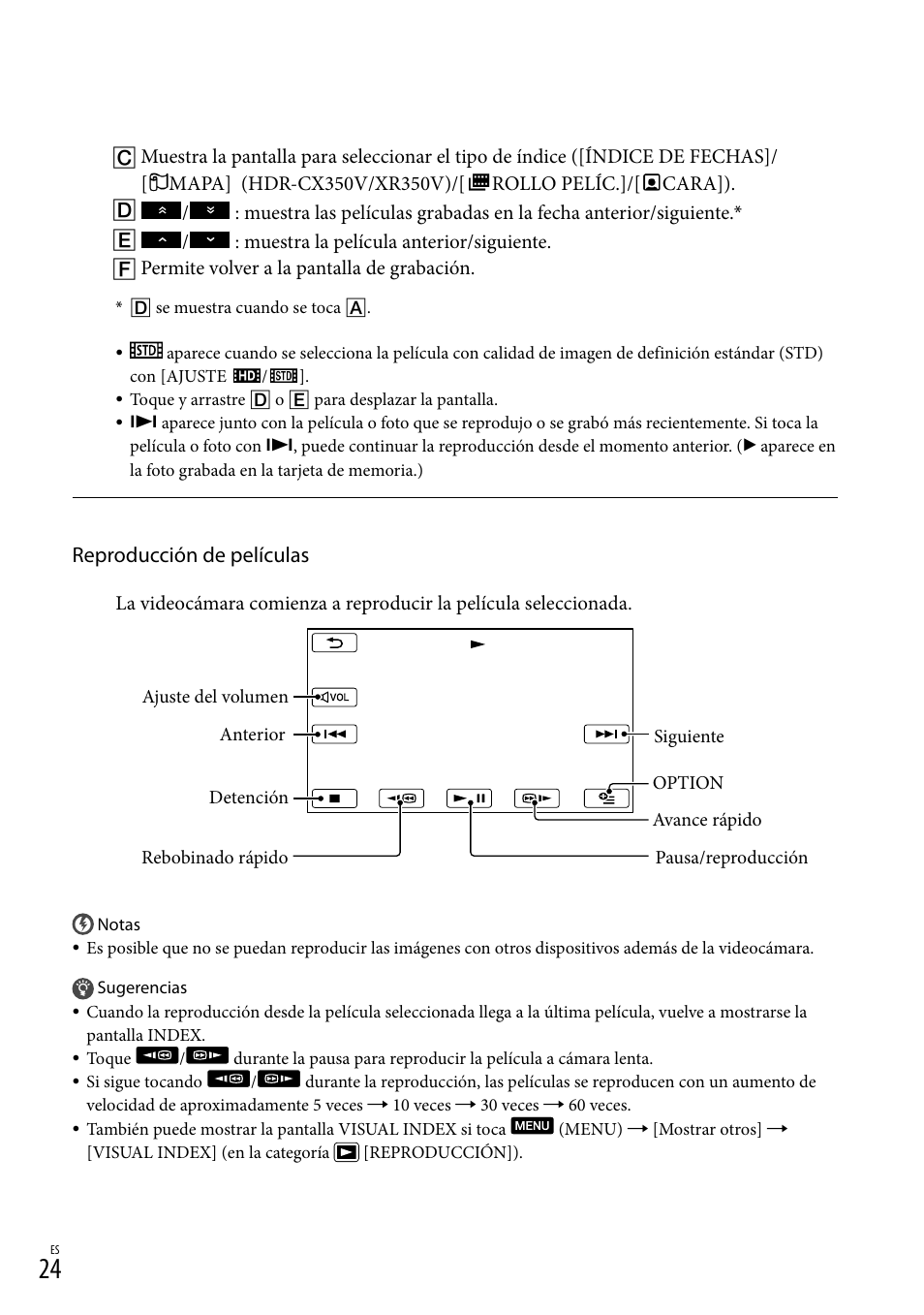 Reproducción de películas | Sony HDR-CX300 User Manual | Page 100 / 155
