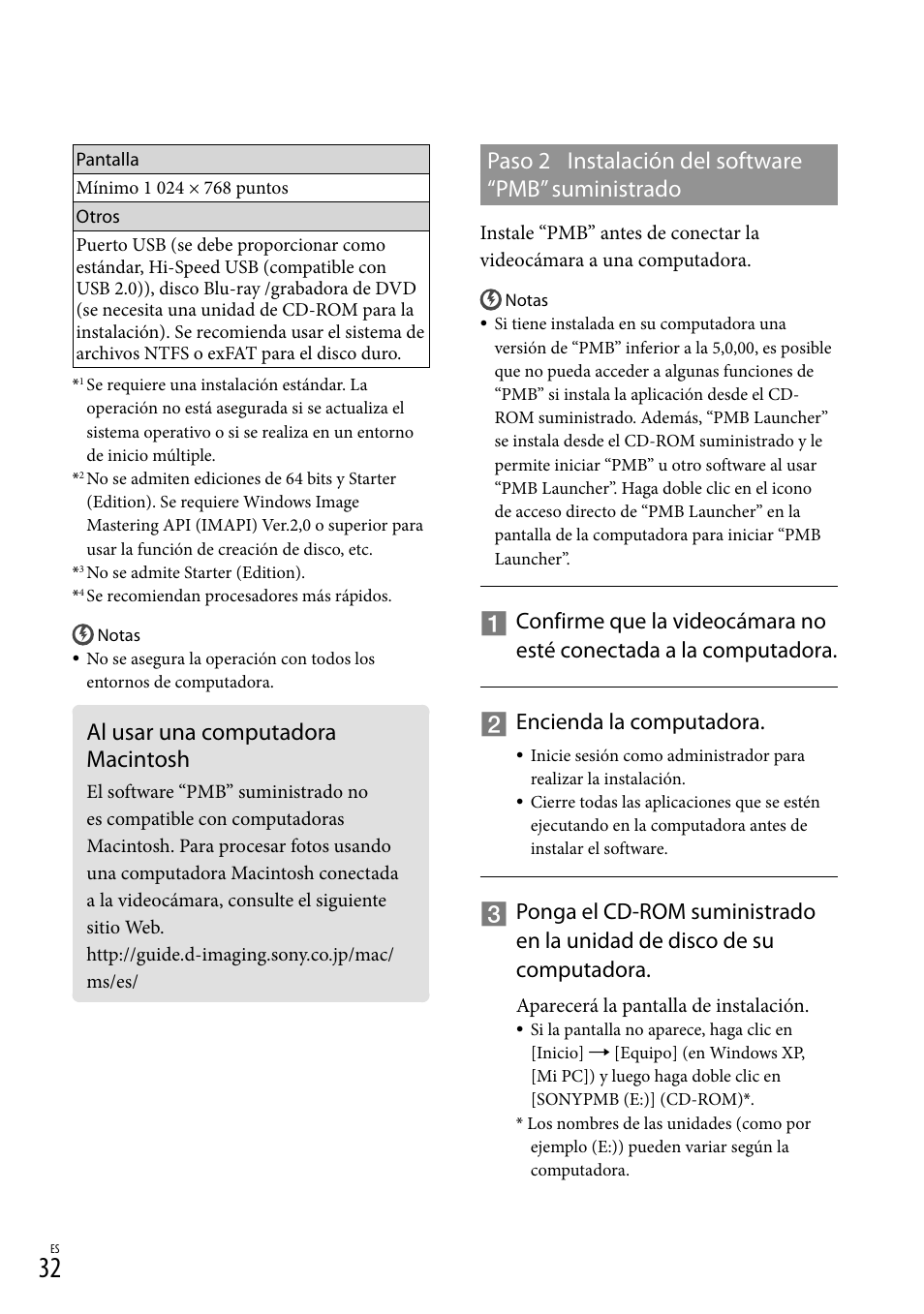 Al usar una computadora macintosh, Paso 2 instalación del software “pmb” suministrado | Sony HDR-CX300 User Manual | Page 108 / 155