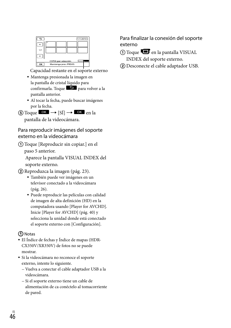 Para finalizar la conexión del soporte externo | Sony HDR-CX300 User Manual | Page 122 / 155
