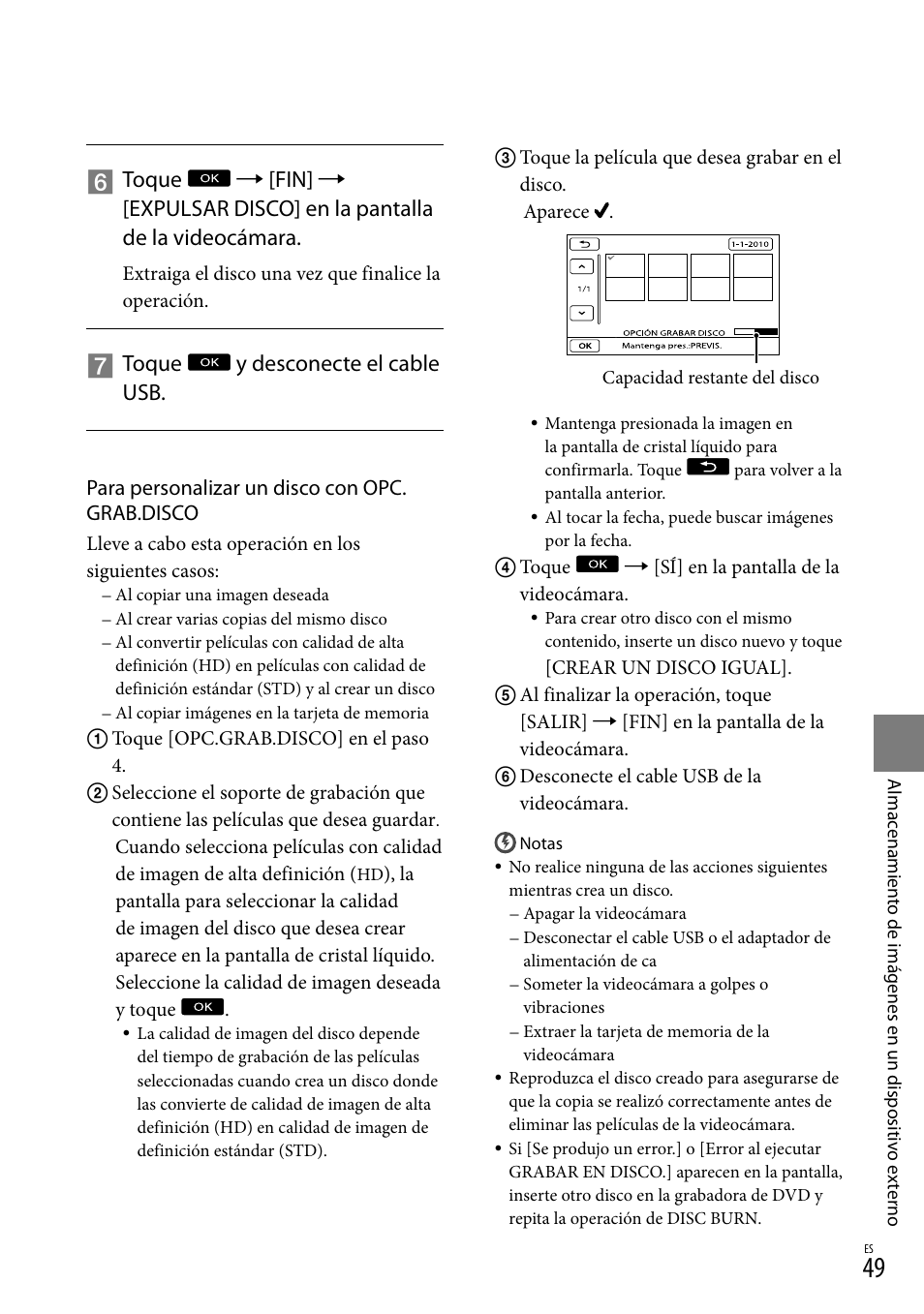 Toque y desconecte el cable usb | Sony HDR-CX300 User Manual | Page 125 / 155