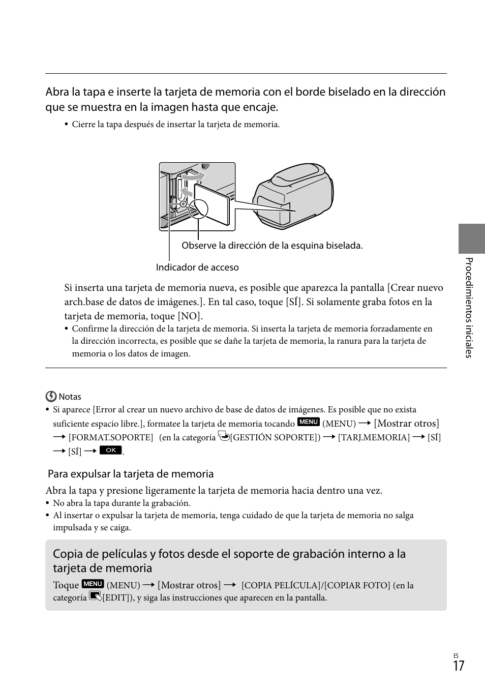 De memoria | Sony HDR-CX300 User Manual | Page 93 / 155