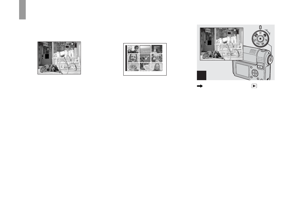 Viewing still images, Viewing images on the lcd screen of your camera, Viewing images on the lcd screen of your | Camera, Es 38, Viewing on the single-image screen, Set the mode dial to , and turn on the camera | Sony DSC-F88 User Manual | Page 38 / 132