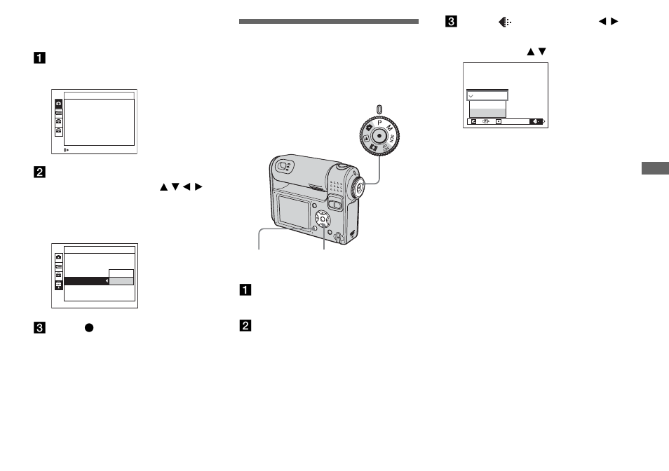Changing items in the set up screen, Deciding the still image quality, Changing items in the set up | Screen, Nd 47) | Sony DSC-F88 User Manual | Page 47 / 132