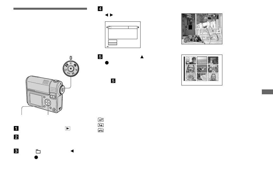 Advanced still image viewing, Selecting the folder and playing back images, Selecting the folder and playing back | Images – folder, Folder | Sony DSC-F88 User Manual | Page 63 / 132