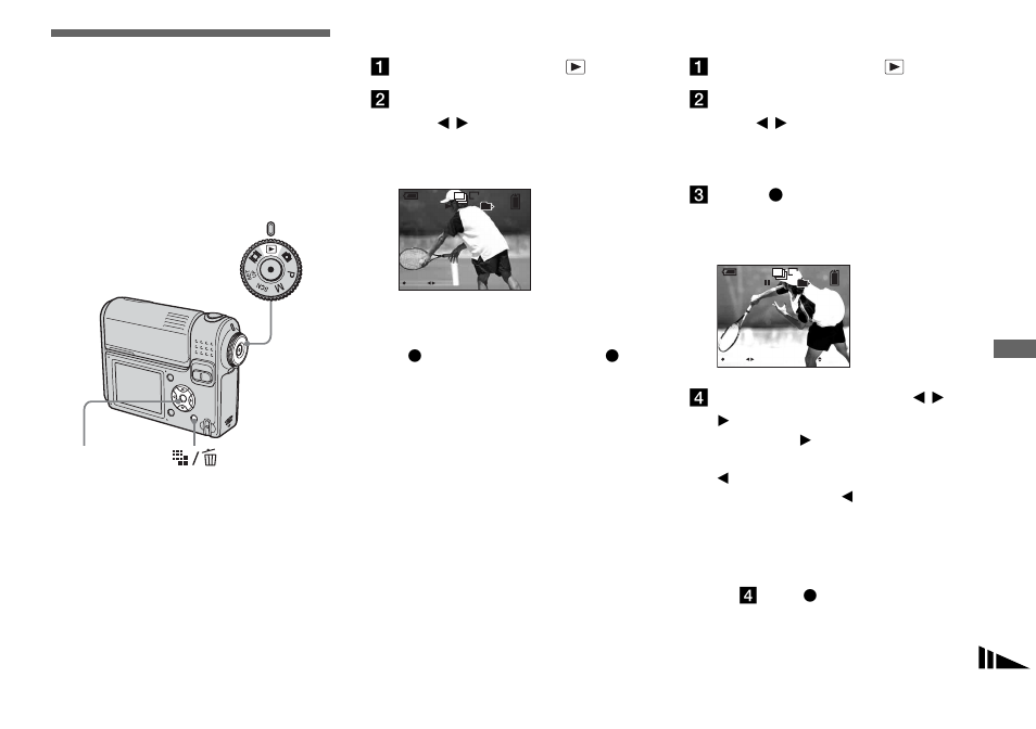 Playing back images shot in multi burst mode, Playing back continuously, Playing back frame by frame | Playing back images shot in multi burst, Mode | Sony DSC-F88 User Manual | Page 67 / 132