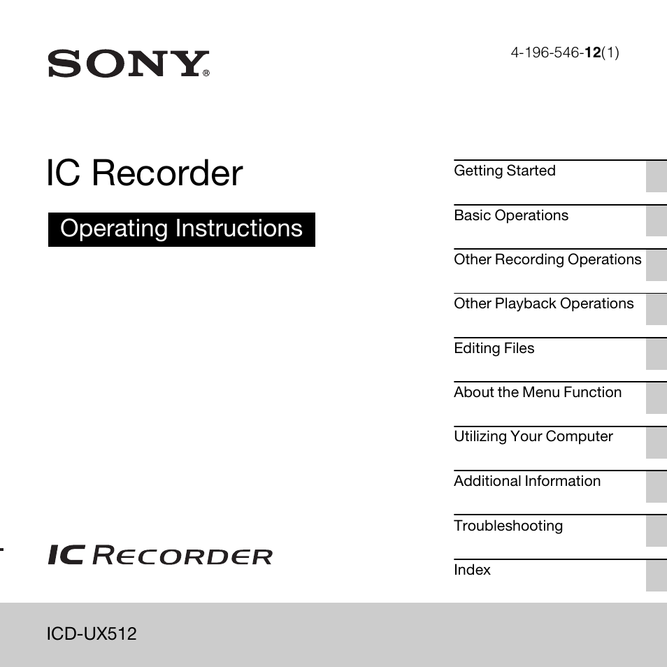 Sony ICD-UX512BLK User Manual | 128 pages