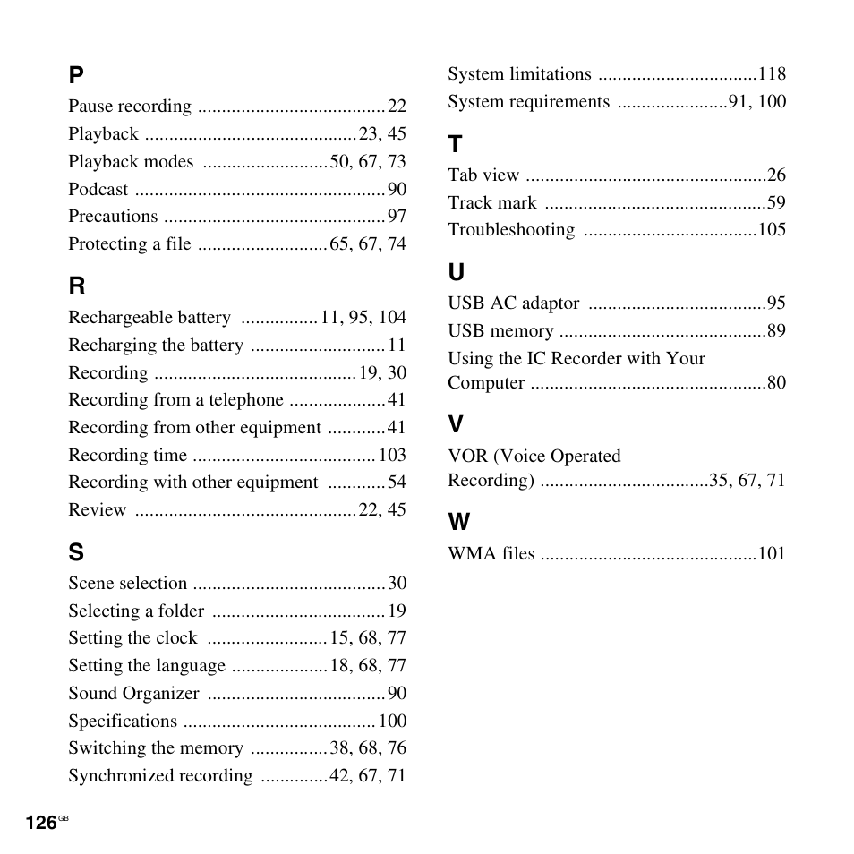 Sony ICD-UX512BLK User Manual | Page 126 / 128