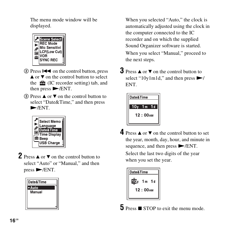 Sony ICD-UX512BLK User Manual | Page 16 / 128