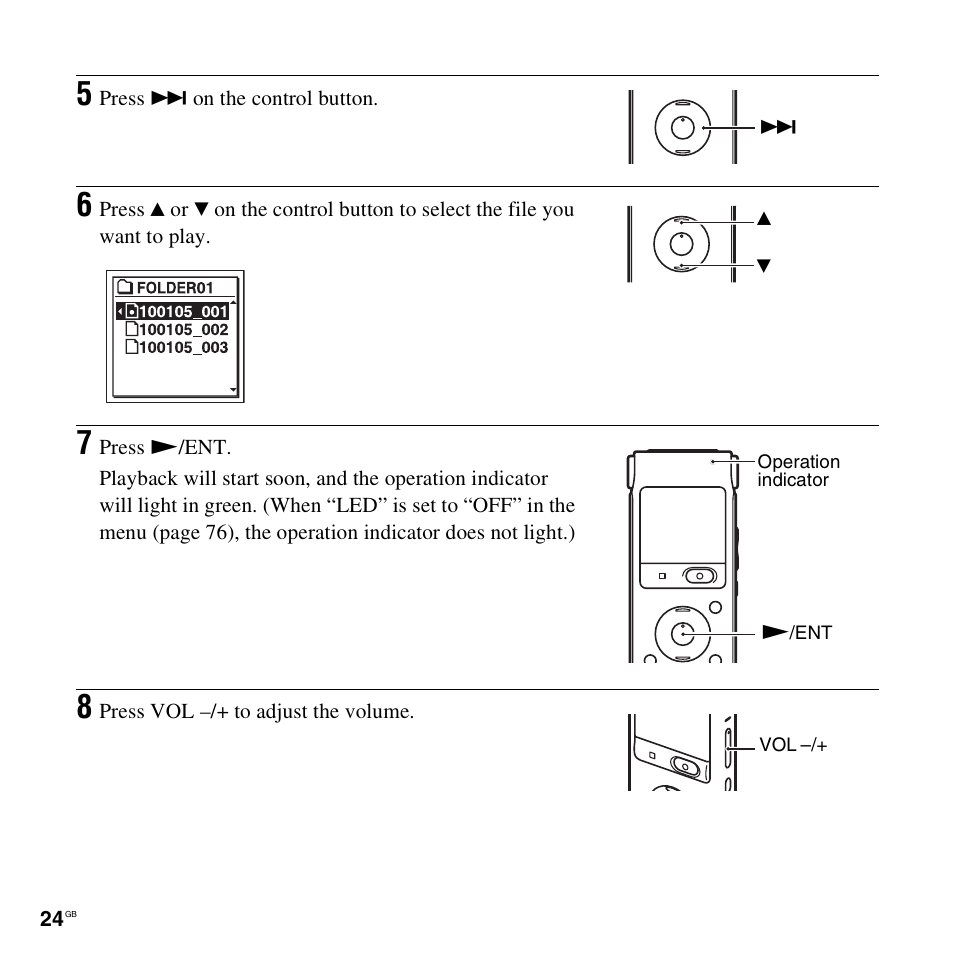 Sony ICD-UX512BLK User Manual | Page 24 / 128