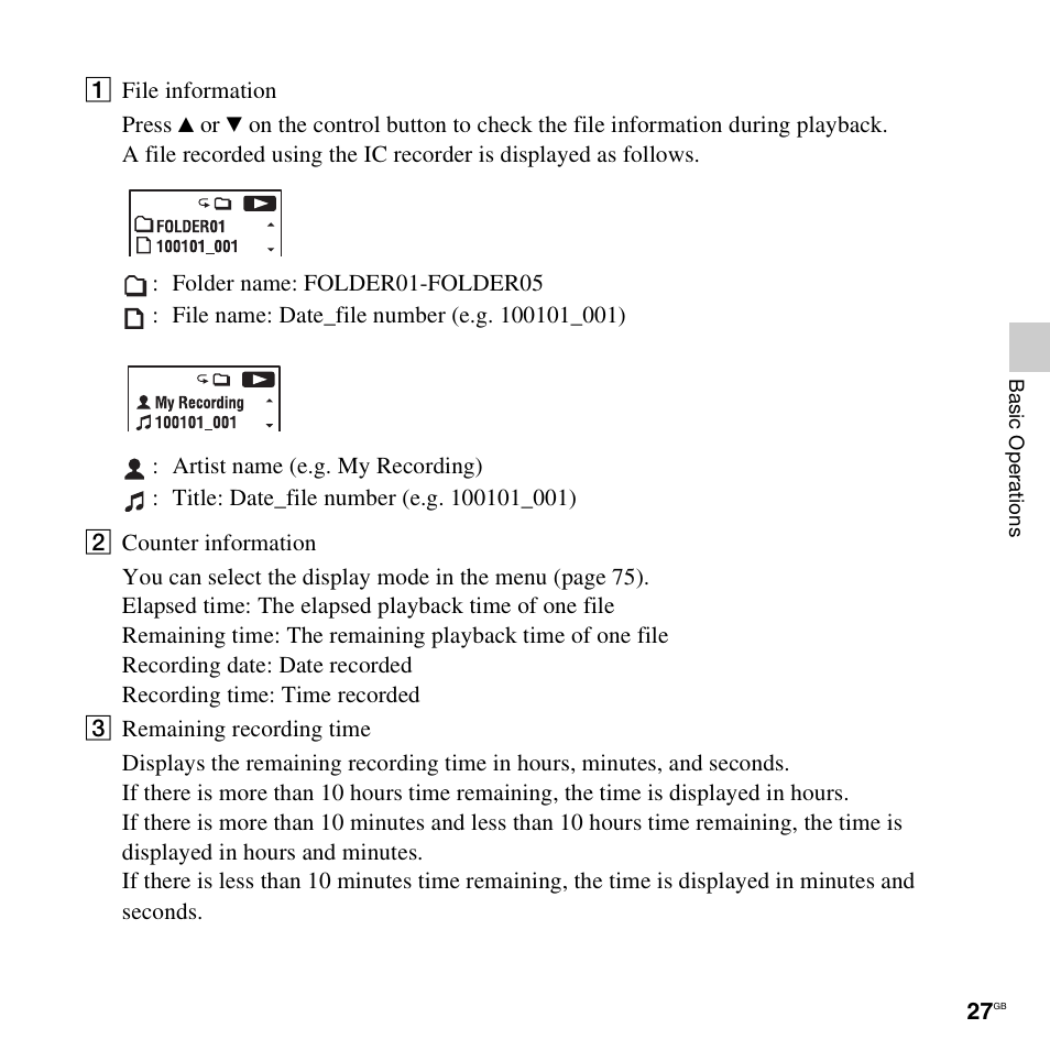 Sony ICD-UX512BLK User Manual | Page 27 / 128