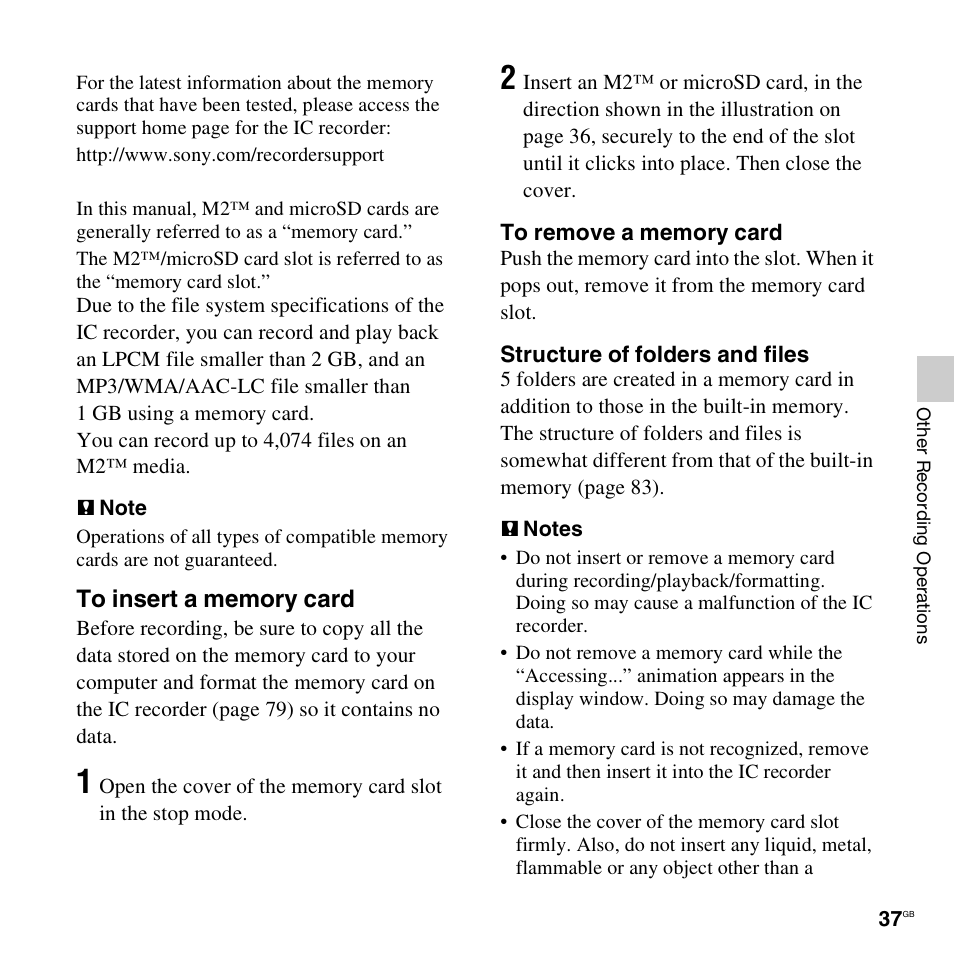 Sony ICD-UX512BLK User Manual | Page 37 / 128