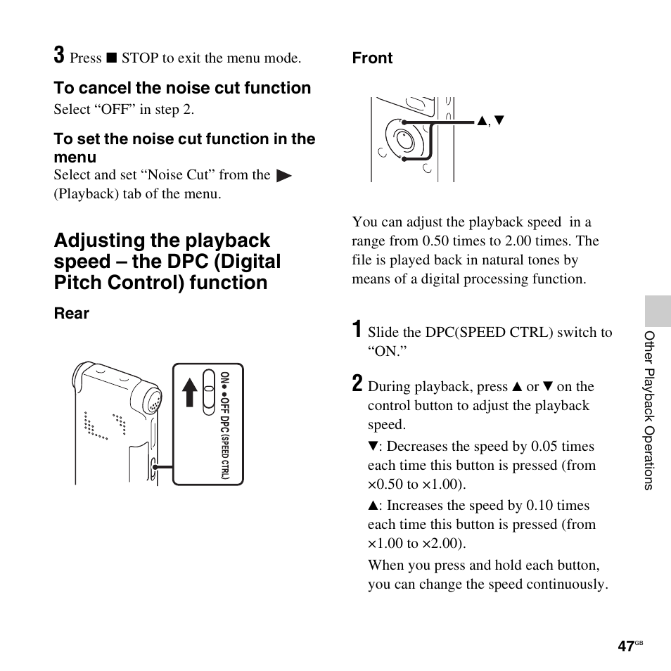 Sony ICD-UX512BLK User Manual | Page 47 / 128