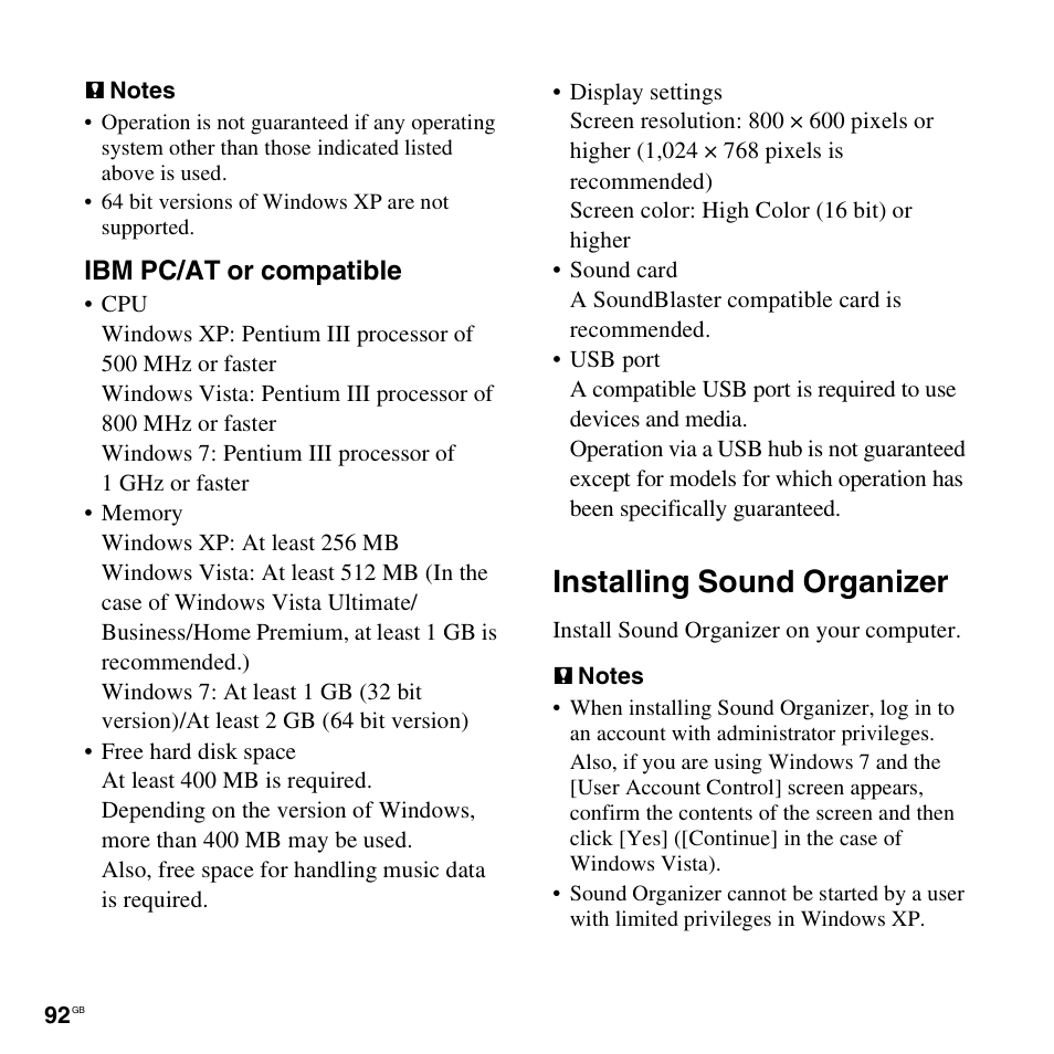 Installing sound organizer | Sony ICD-UX512BLK User Manual | Page 92 / 128