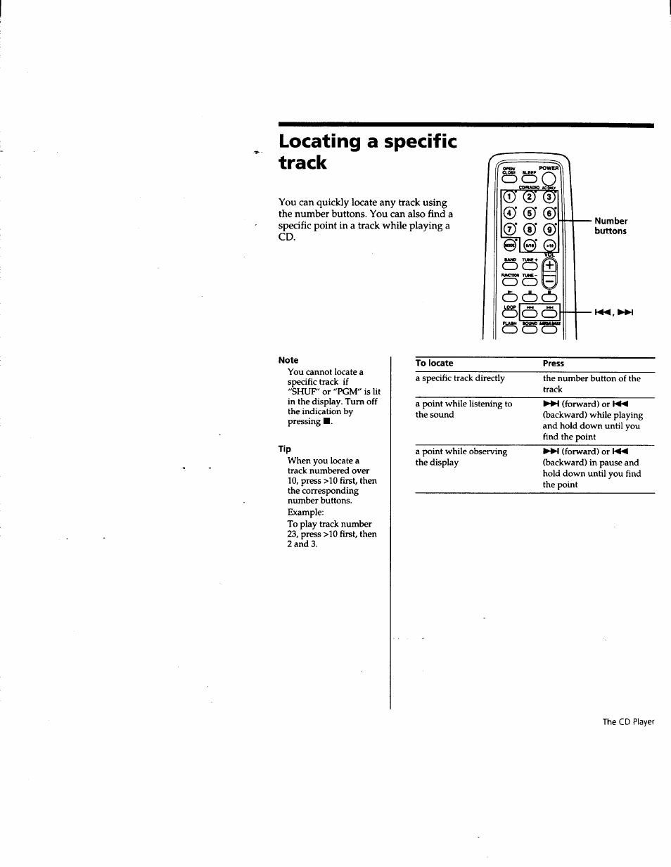 Locating a specific track | Sony CFD-W57 User Manual | Page 13 / 35