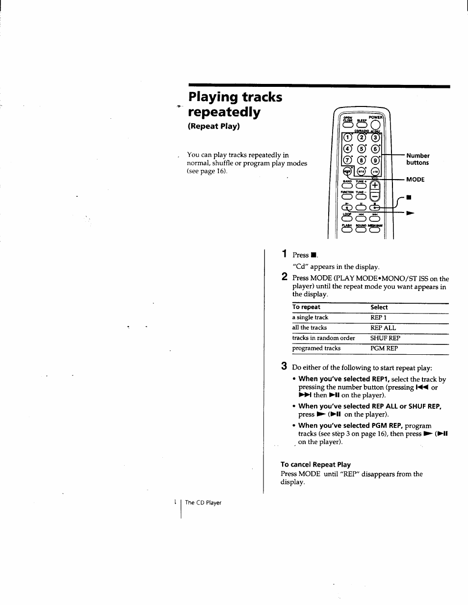 Playing tracks repeatedly, Repeat play), To cancel repeat play | Sony CFD-W57 User Manual | Page 14 / 35