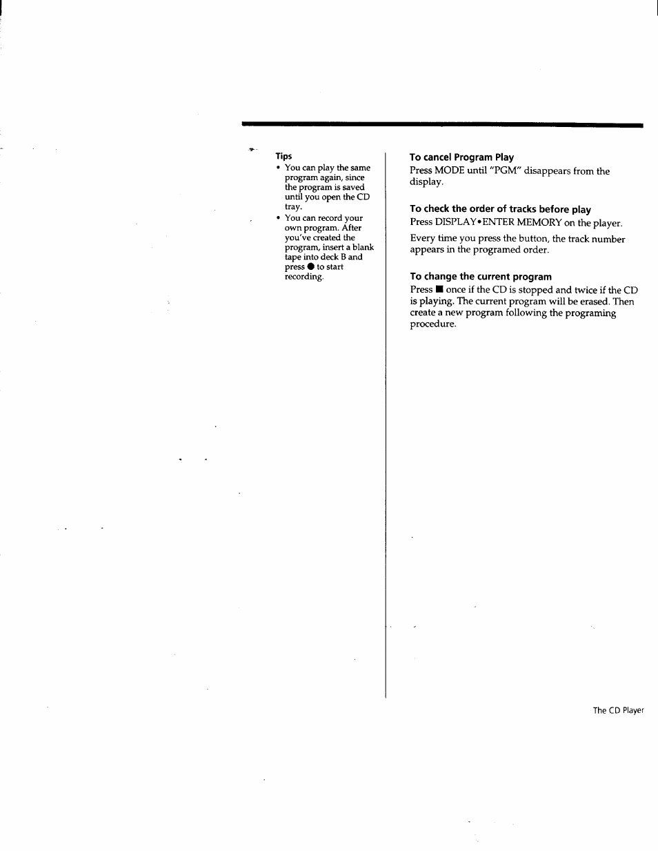 To cancel program play, To check the order of tracks before play, To change the current program | Sony CFD-W57 User Manual | Page 17 / 35