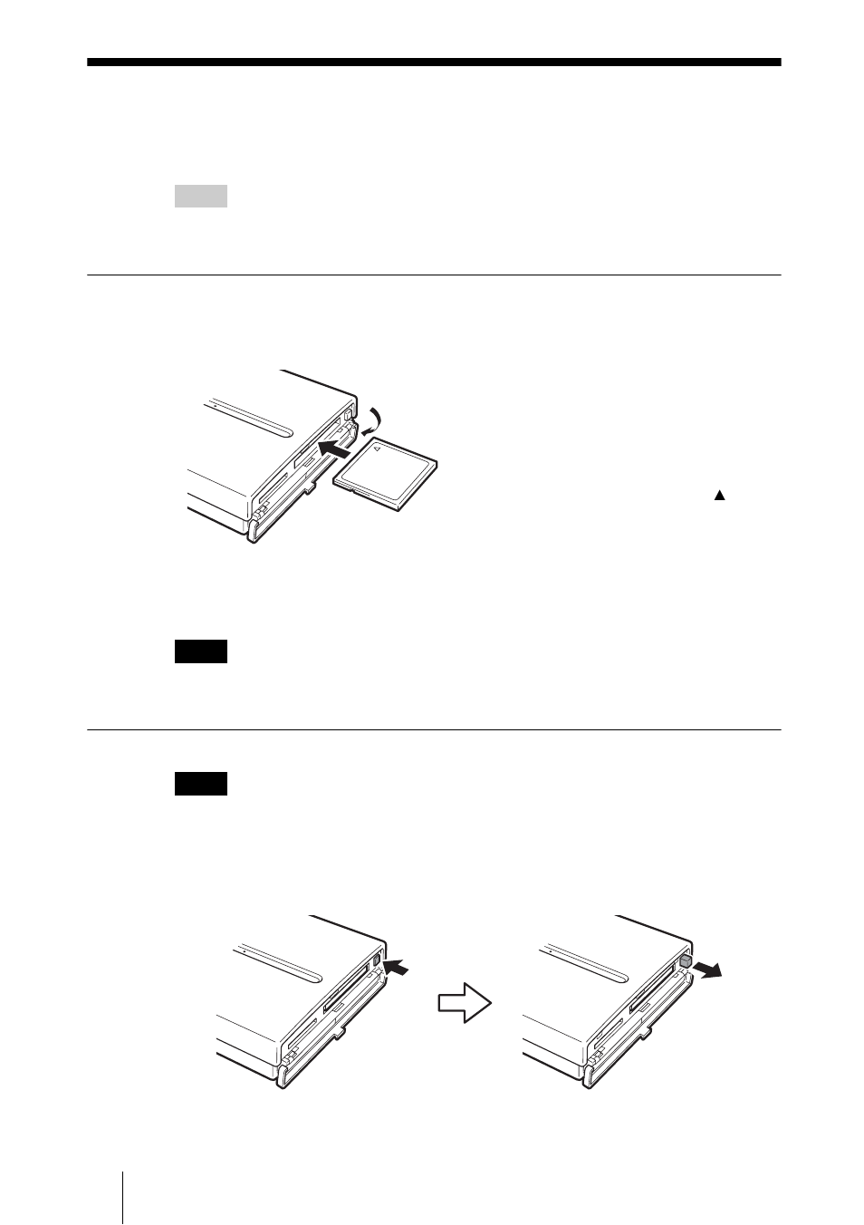 Inserting and removing the compactflash card, Push the eject button | Sony HDPS-M1 User Manual | Page 18 / 46