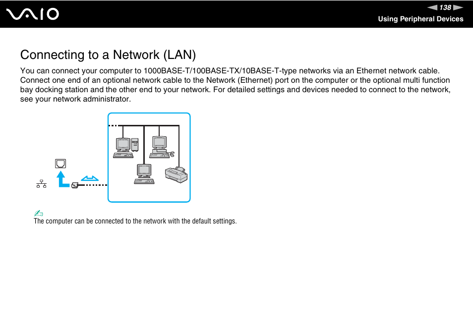 Connecting to a network (lan) | Sony VGN-AX570G User Manual | Page 138 / 237