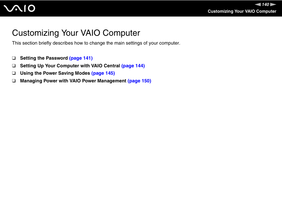 Customizing your vaio computer | Sony VGN-AX570G User Manual | Page 140 / 237