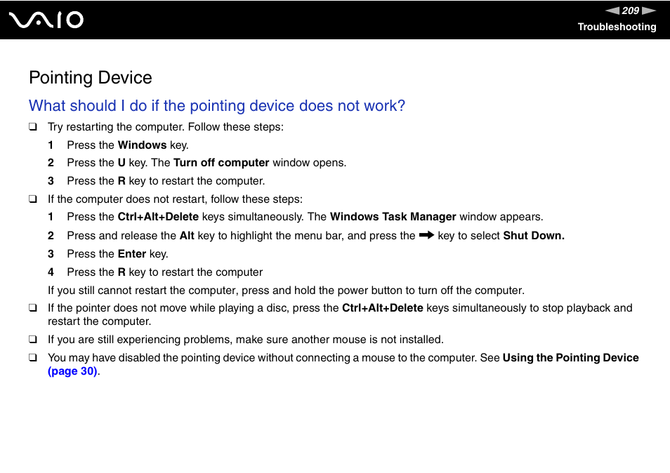 Pointing device | Sony VGN-AX570G User Manual | Page 209 / 237