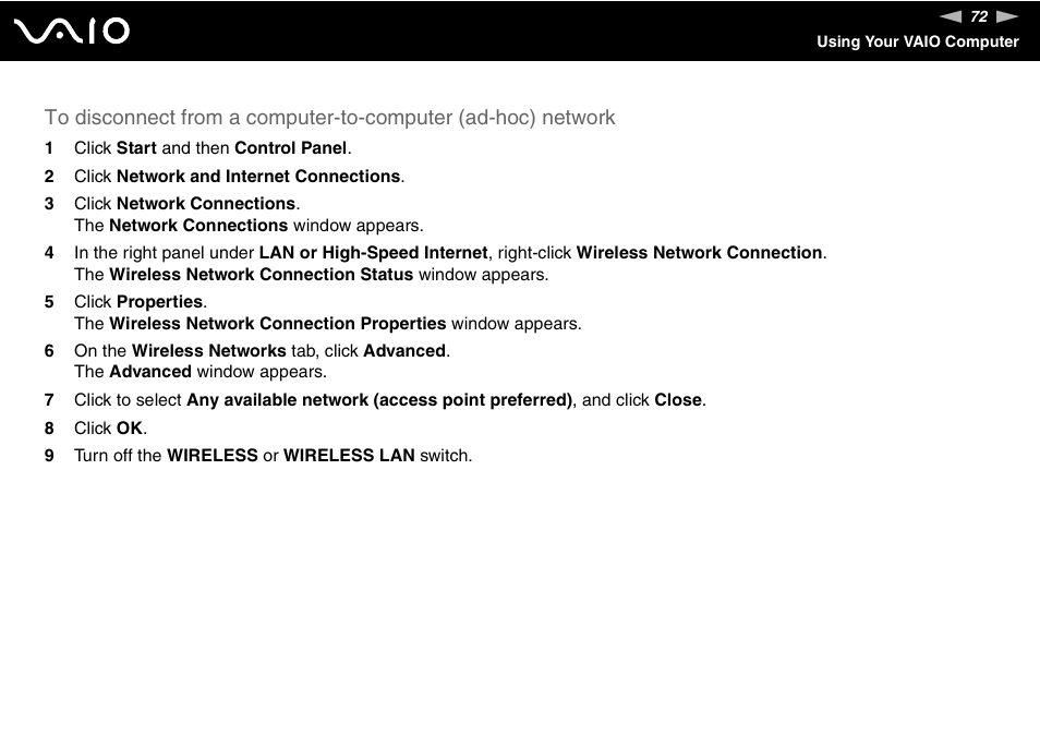 Sony VGN-AX570G User Manual | Page 72 / 237