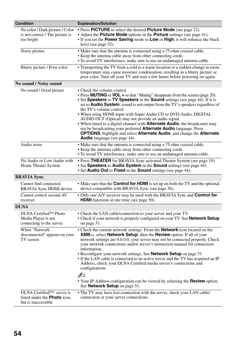 Sony KDL-46XBR6 User Manual | Page 54 / 60