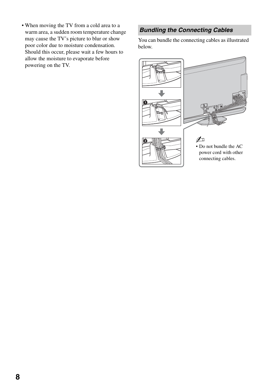 Bundling the connecting cables | Sony KDL-46XBR6 User Manual | Page 8 / 60