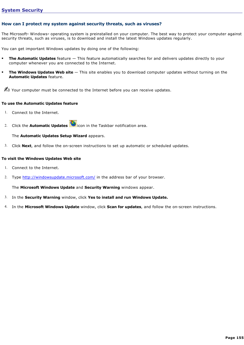 System security | Sony VGN-S170P User Manual | Page 155 / 228