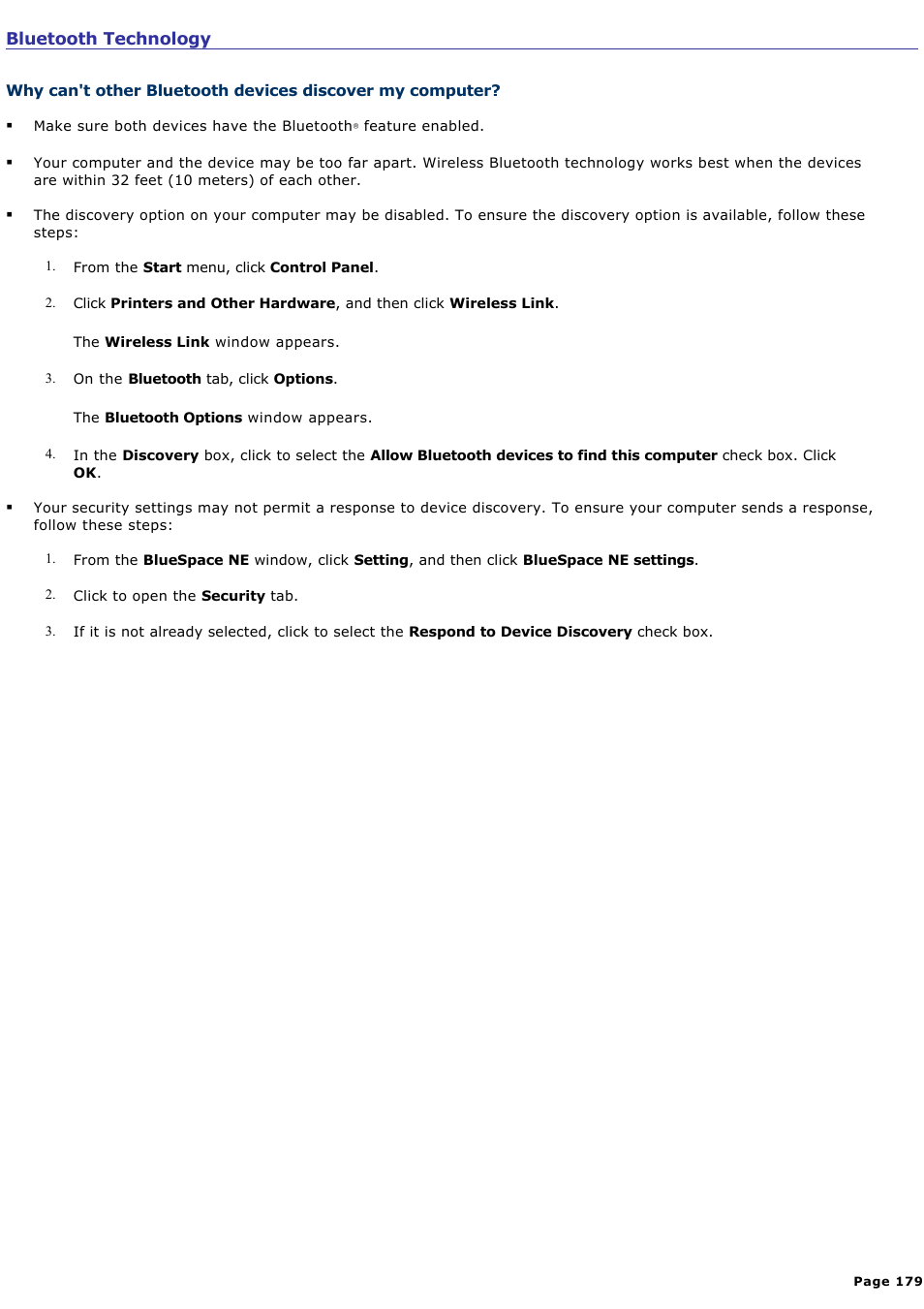 Bluetooth technology | Sony VGN-S170P User Manual | Page 179 / 228