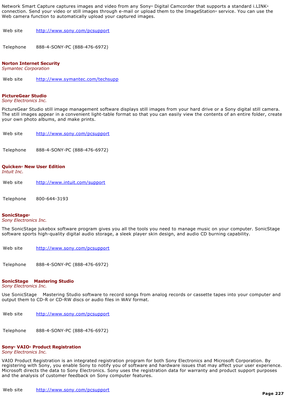 Sony VGN-S170P User Manual | Page 227 / 228