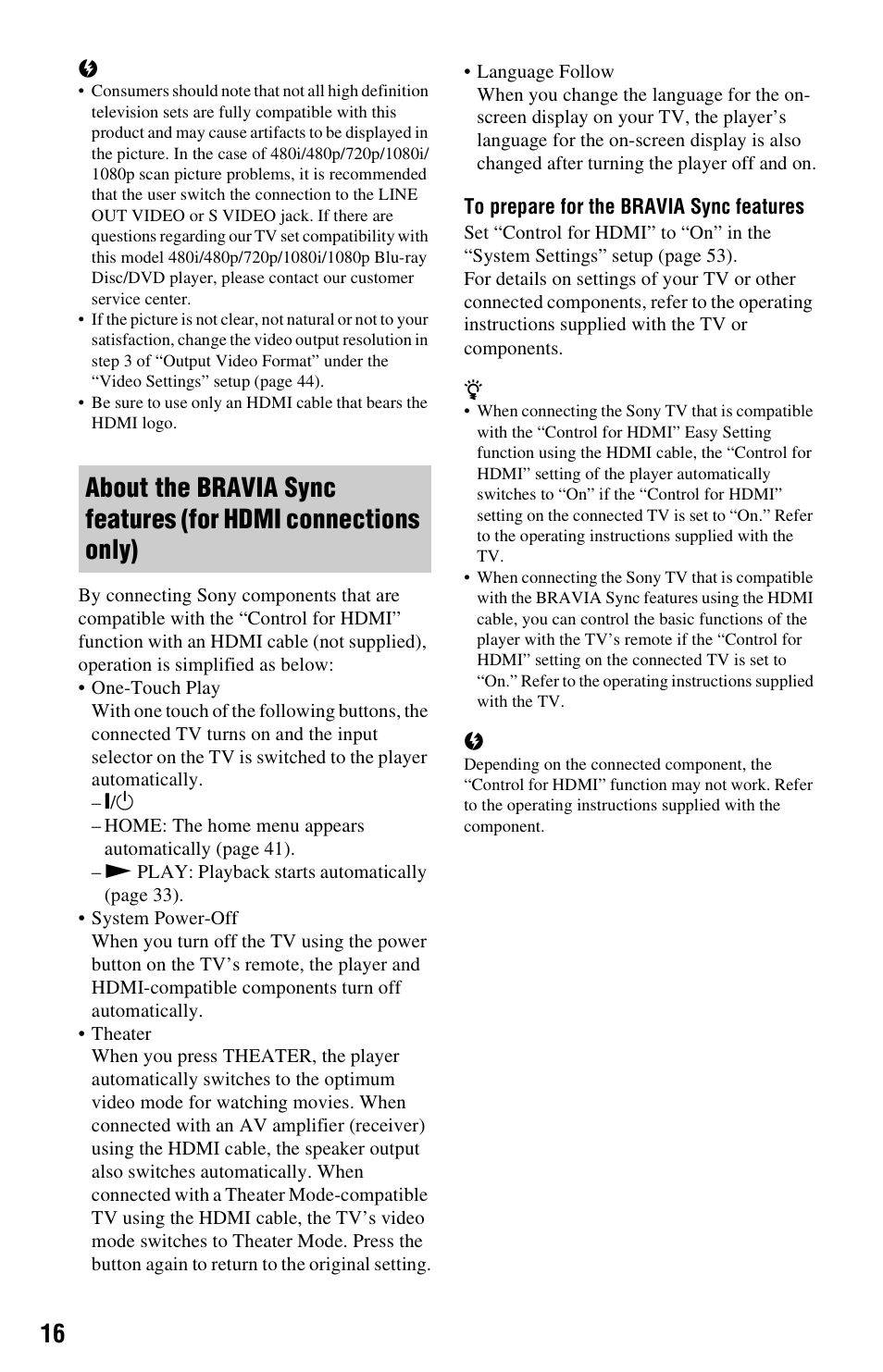 Sony BDP-S550 User Manual | Page 16 / 83