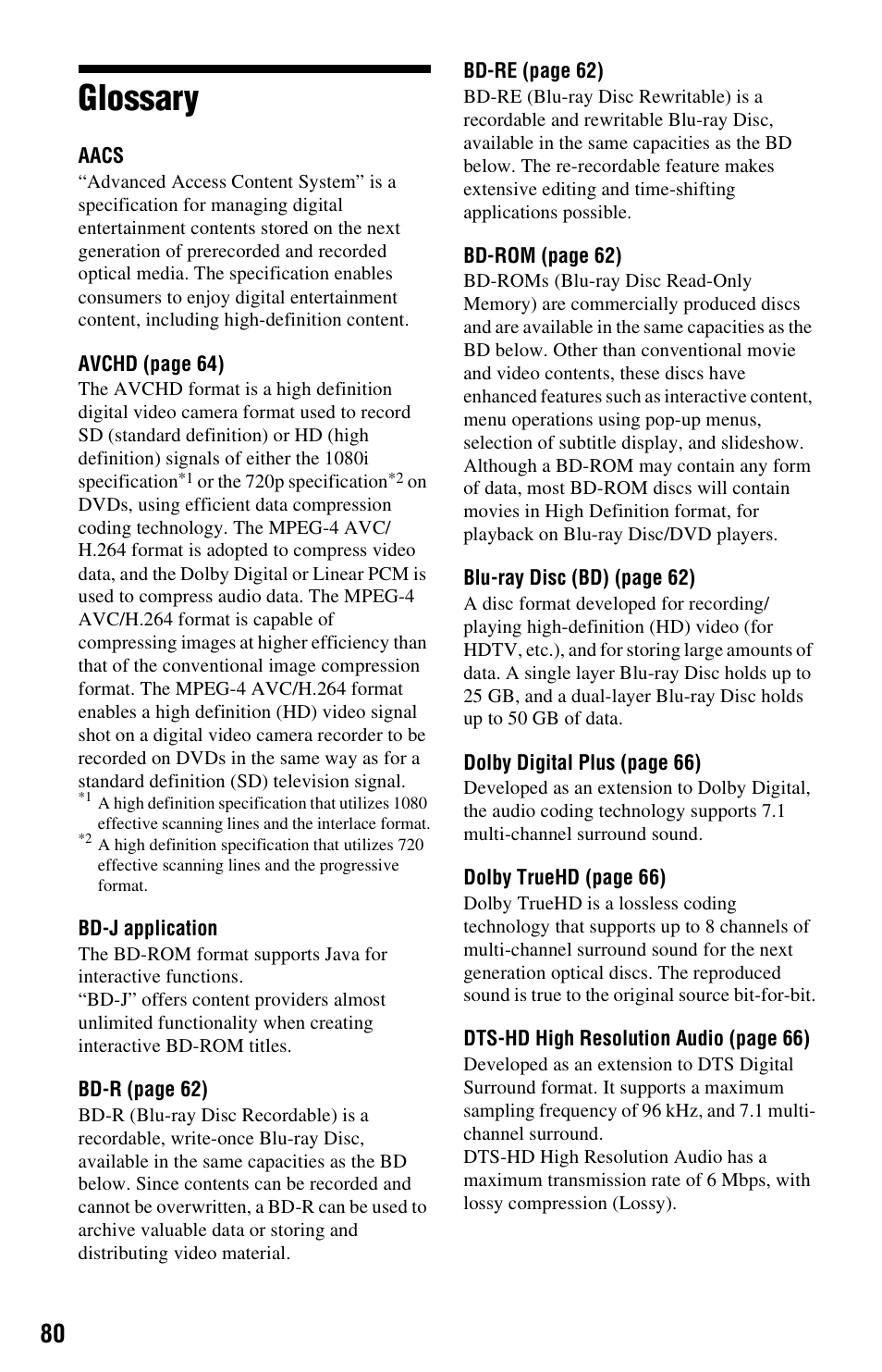 Glossary | Sony BDP-S550 User Manual | Page 80 / 83