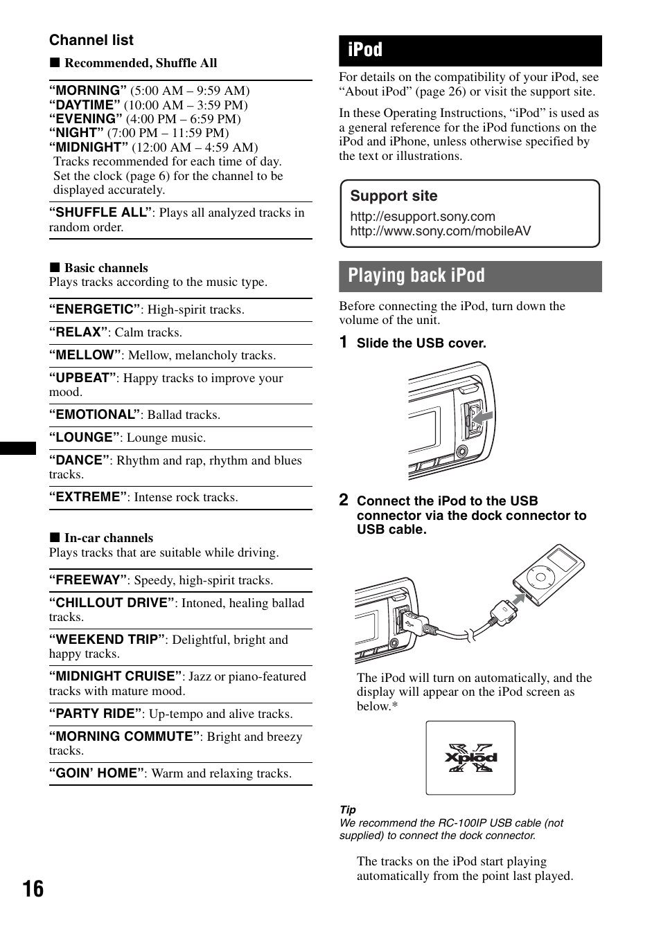 Ipod, Playing back ipod | Sony CDX-GT65UIW User Manual | Page 16 / 68
