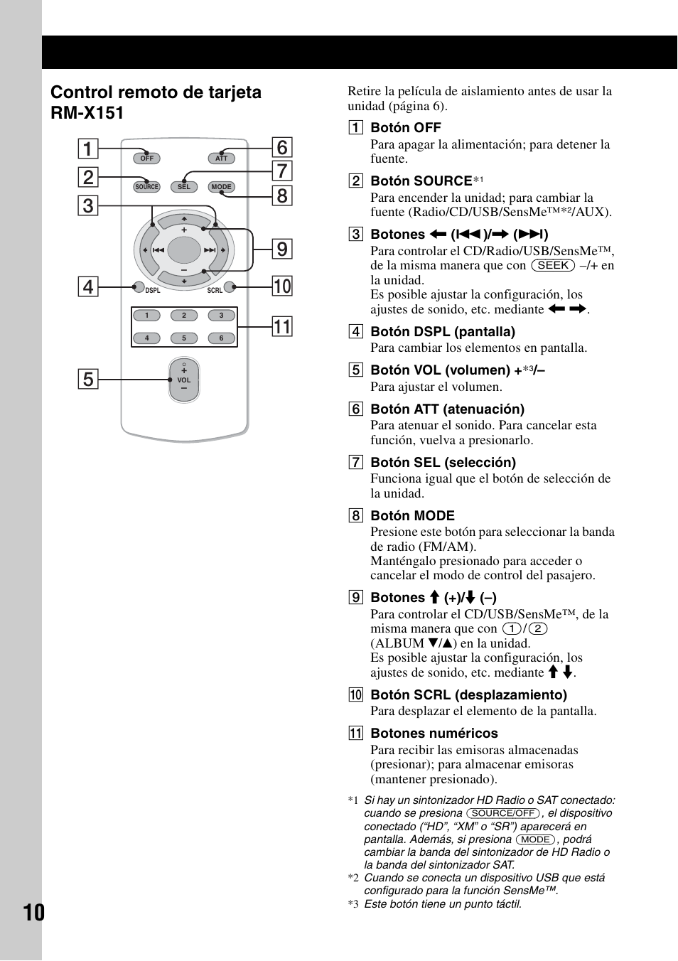 Control remoto de tarjeta rm-x151 | Sony CDX-GT65UIW User Manual | Page 40 / 68